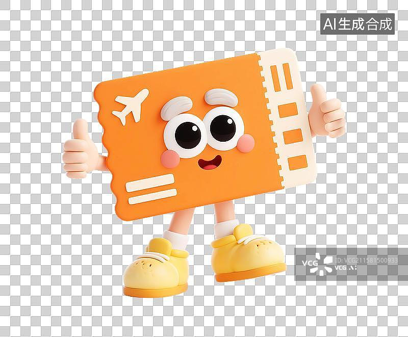 【AI数字艺术】卡通3d机票订票门票拟人形象图片素材