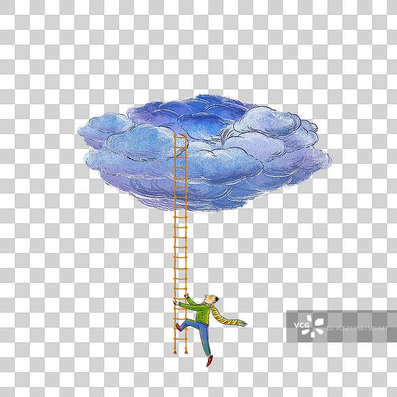 准备攀登长长的阶梯的担心的小人物图片素材