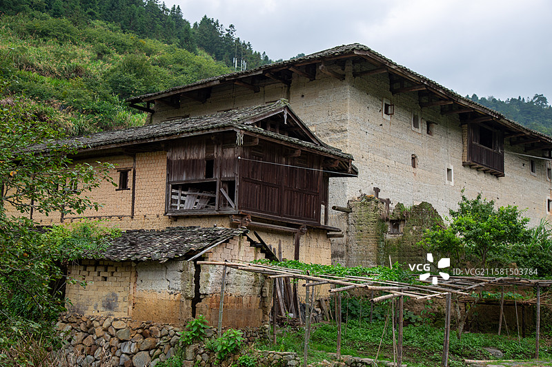 福建南靖土楼古建筑与自然环境图片素材