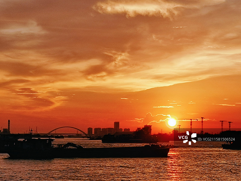 广州南沙海边的日落图片素材