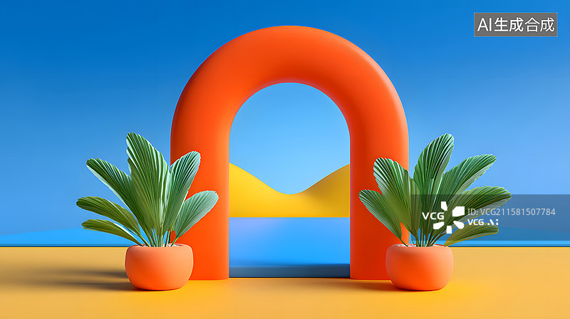 【AI数字艺术】电商产品展台的3D场景插图图片素材