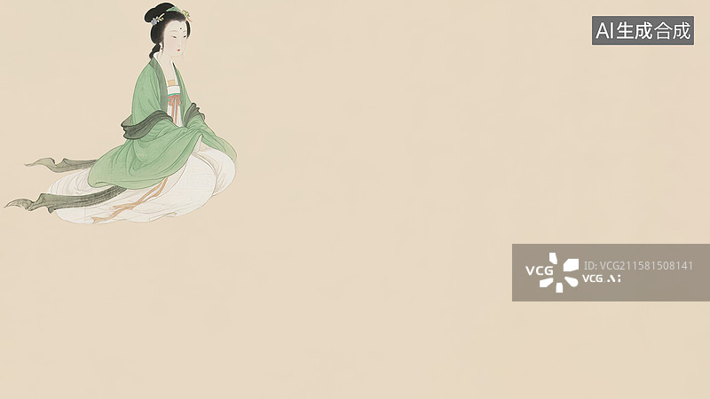 【AI数字艺术】水墨画左上图片素材