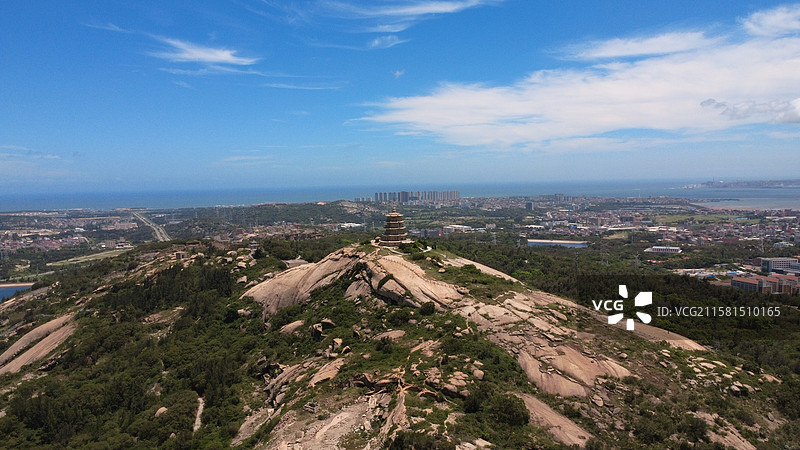 泉州石狮姑嫂塔航拍图片素材