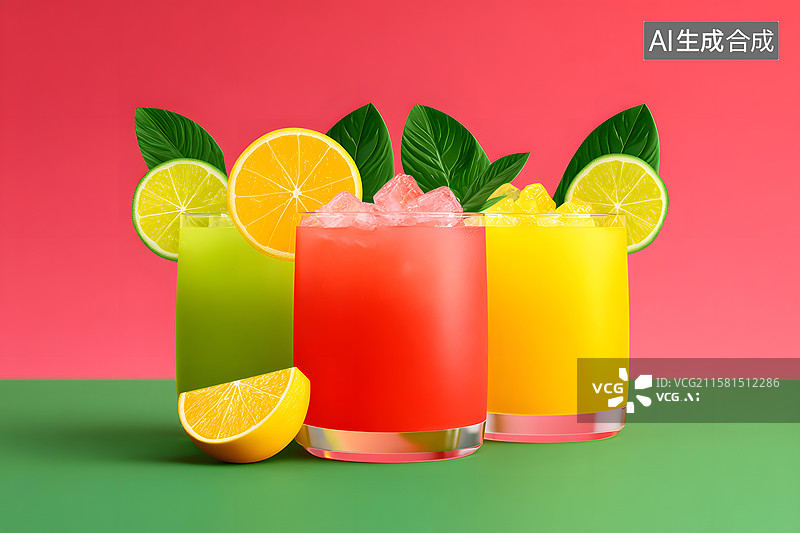 【AI数字艺术】夏季水果茶饮料食的饮品插画图片素材