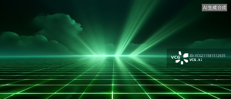 【AI数字艺术】抽象科技感的绿色未来背景图片素材