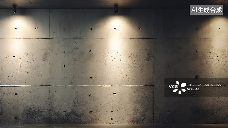 【AI数字艺术】带有三盏灯的混凝土墙图片素材