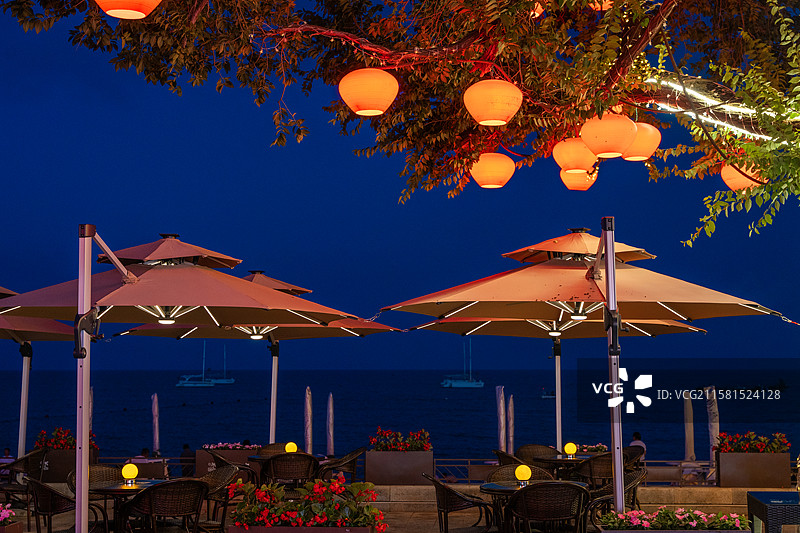 葫芦岛市兴城海滨风景区菊花女广场户外休闲餐厅图片素材