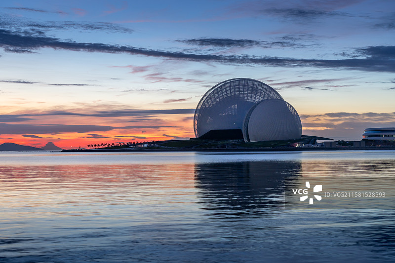 珠海大剧院日月贝日出图片素材