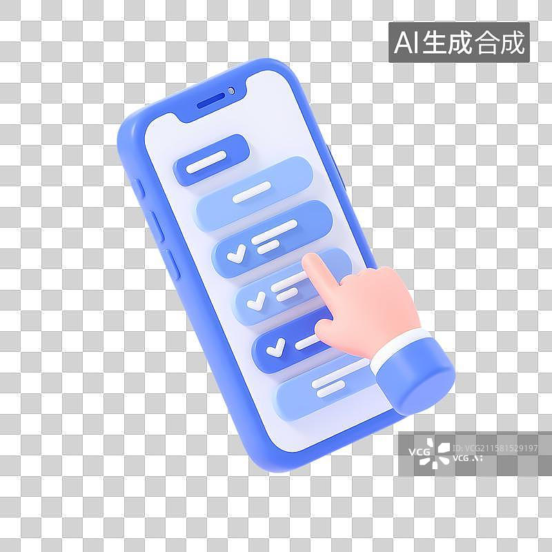 【AI数字艺术】手指点击手机屏幕上的复选框图片素材