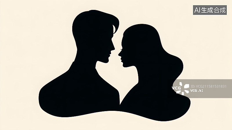 【AI数字艺术】情侣剪影传递七夕浪漫氛围图片素材
