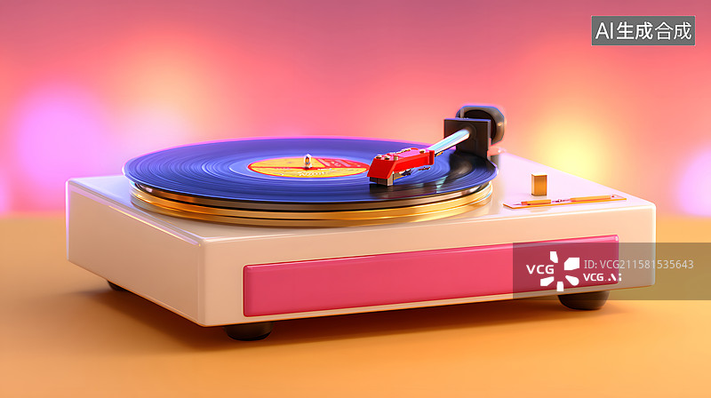 【AI数字艺术】复古唱片机的播放器设备背景图片素材