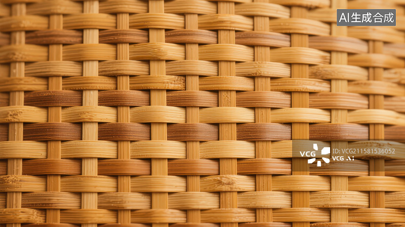 【AI数字艺术】由规整的横竖交错竹条构成竹木材质的编织纹理图案图片素材