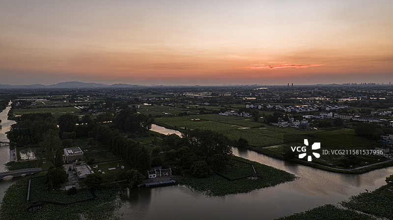 航拍安徽省芜湖市湾沚区陶辛水韵风景区风光图片素材