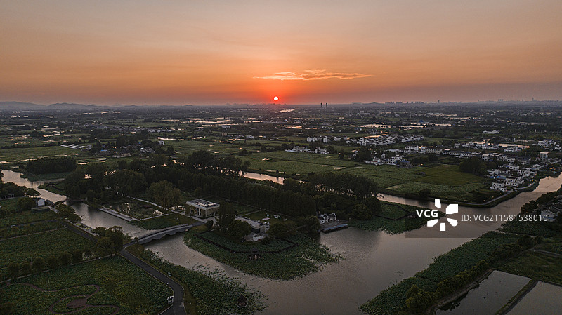 航拍安徽省芜湖市湾沚区陶辛水韵风景区风光图片素材