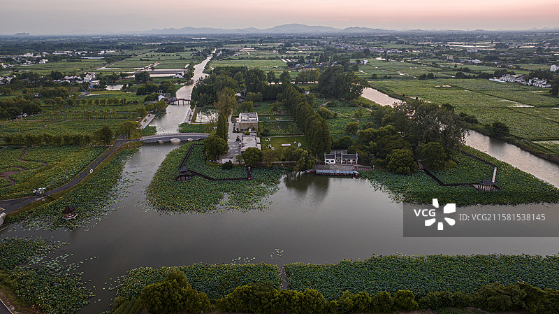 航拍安徽省芜湖市湾沚区陶辛水韵风景区风光图片素材