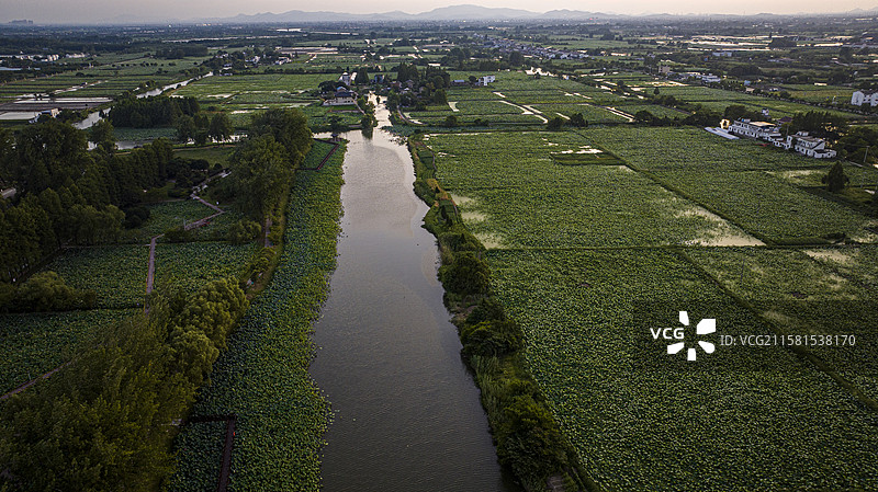航拍安徽省芜湖市湾沚区陶辛水韵风景区风光图片素材