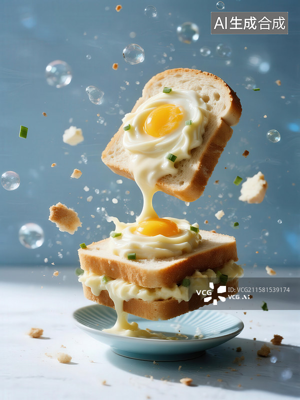 【AI数字艺术】创意吐司与流心蛋的碰撞瞬间创意吐司与流心蛋的碰撞瞬间图片素材