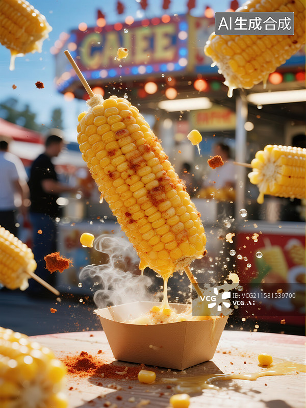 【AI数字艺术】热气腾腾的烤玉米图片素材