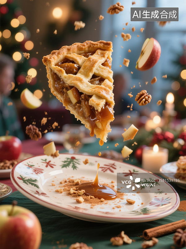 【AI数字艺术】节日氛围中的苹果派图片素材