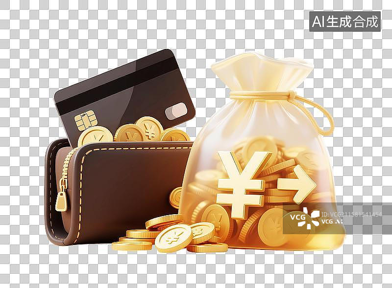 【AI数字艺术】信用卡钱包金币银行卡消费理财金融背景图片素材