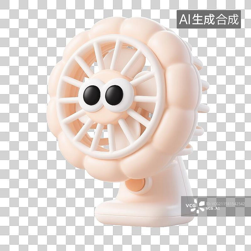 【AI数字艺术】膨胀风充气气球可爱大眼迷你手持小风扇图片素材