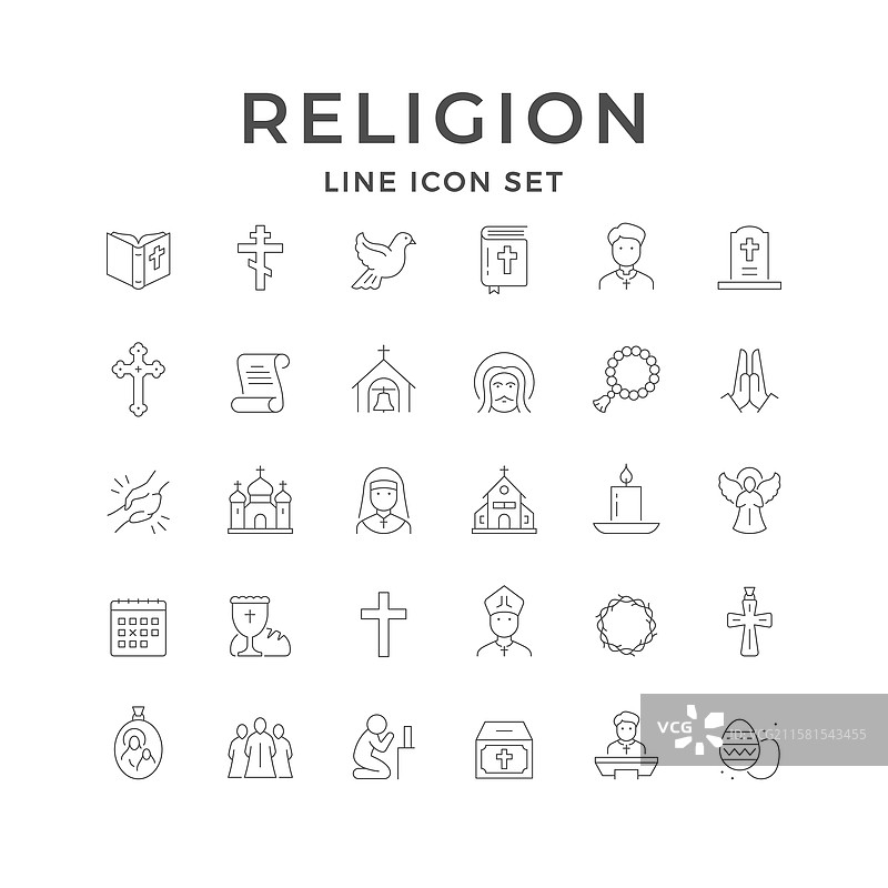 宗教线条图标集图片素材