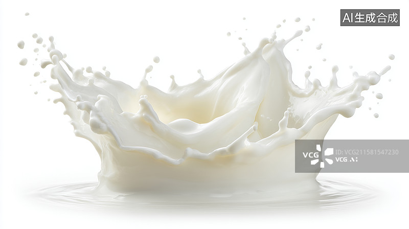 【AI数字艺术】牛奶飞溅的动态特写图片素材