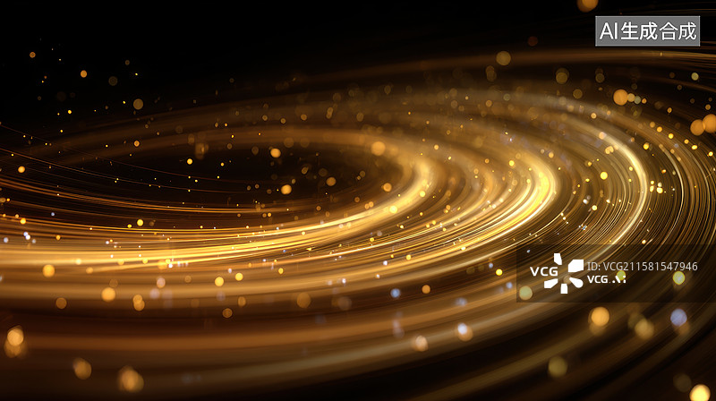 【AI数字艺术】金色螺旋光带的动态背景图片素材
