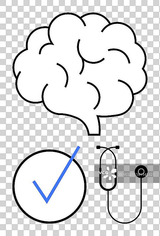 大脑健康检查概念与轮廓大脑图片素材