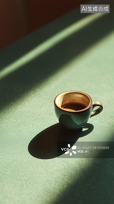 【AI数字艺术】桌上咖啡杯特写镜头图片素材