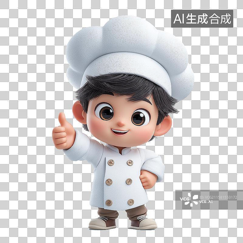 【AI数字艺术】一个儿童穿着厨师服点赞图片素材