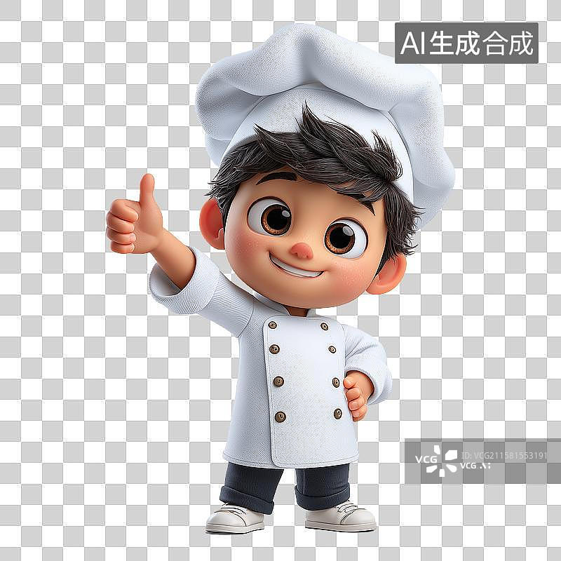 【AI数字艺术】一个儿童穿着厨师服点赞图片素材