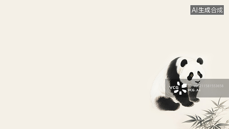 【AI数字艺术】水墨画熊猫竹子右下图片素材