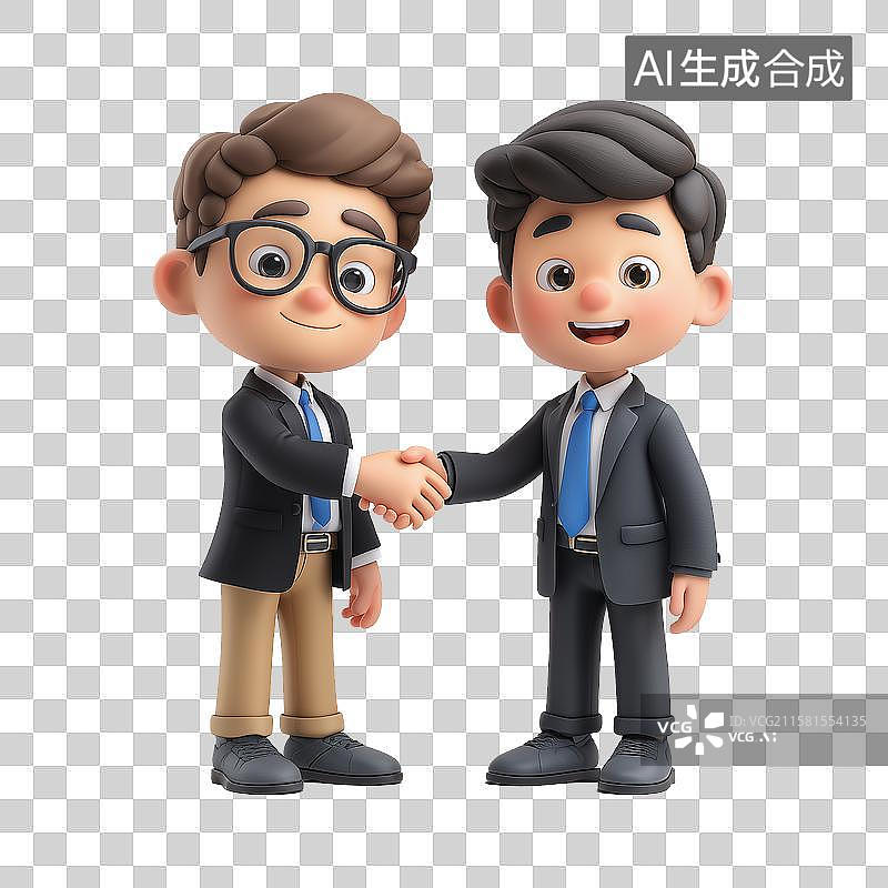 【AI数字艺术】两个男商务人士握手图片素材