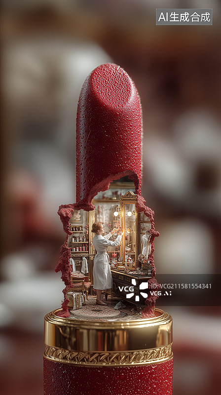 【AI数字艺术】创意微观口红世界图片素材