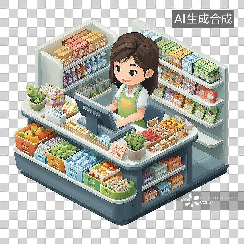 【AI数字艺术】超市售货员图片素材