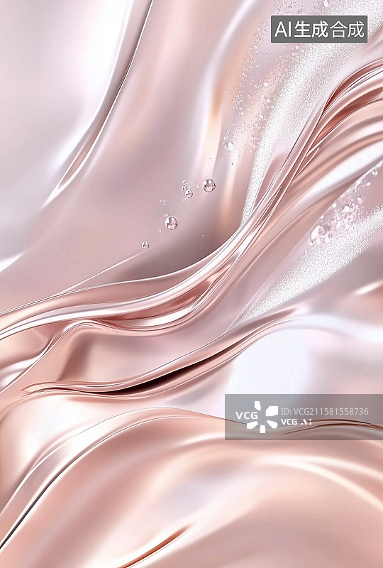 【AI数字艺术】流动的金色液体艺术图片素材