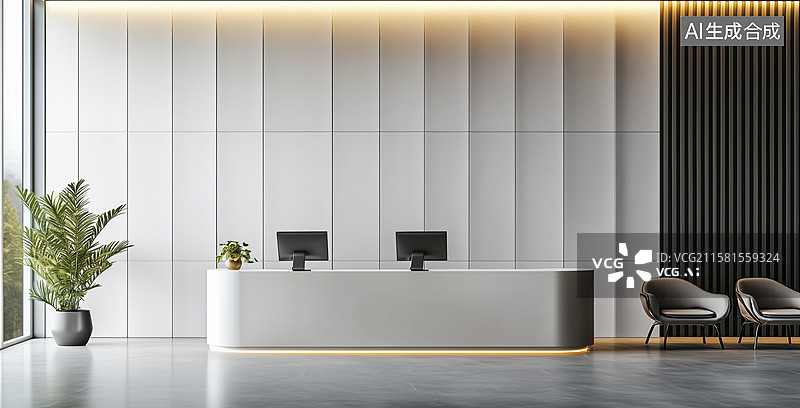 【AI数字艺术】现代简约风格的接待前台图片素材