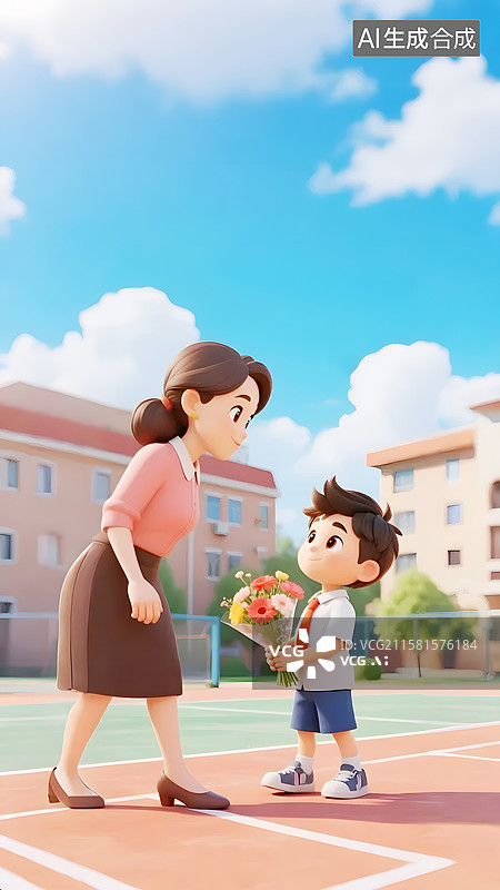 【AI数字艺术】AIGC：感谢恩师 3D卡通教师节海报背景插图图片素材