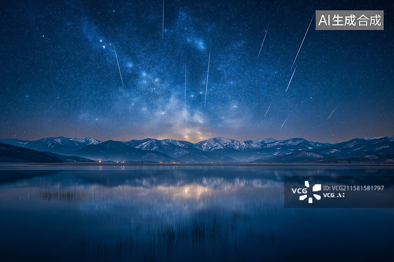 【AI数字艺术】流星划过星空图片素材