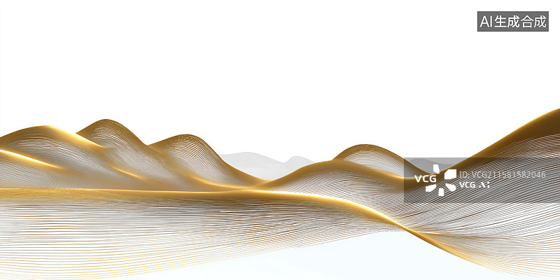 【AI数字艺术】金色弯曲曲线线条图片素材
