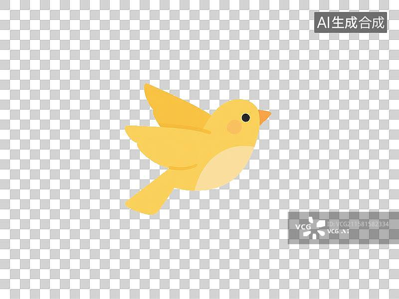 【AI数字艺术】黄绿白三色可爱飞动小鸟卡通插画图片素材