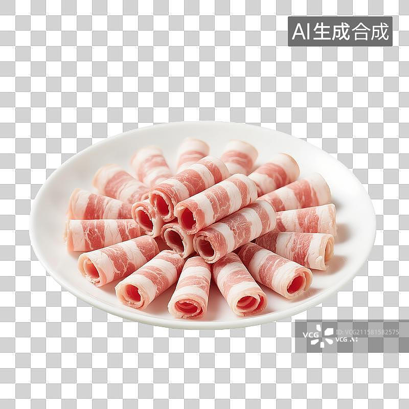 【AI数字艺术】白色盘子中满满的羊肉卷图片素材
