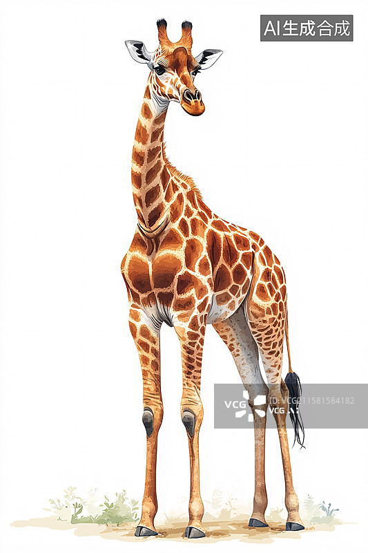 【AI数字艺术】站立的长颈鹿插画图片素材