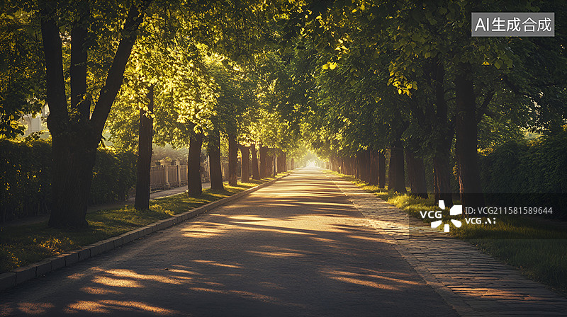 【AI数字艺术】夏日空巷阳光炙热长街寂寥图片素材
