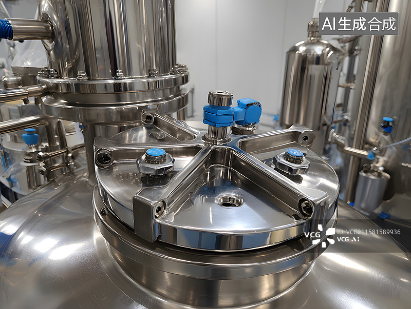 【AI数字艺术】啤酒厂的不锈钢发酵罐图片素材