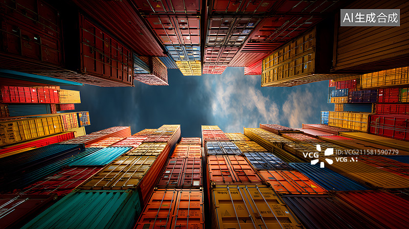 【AI数字艺术】货运码头的集装箱排列图片素材