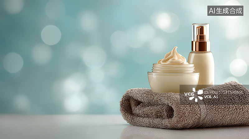 【AI数字艺术】护肤品与毛巾的组合图片素材