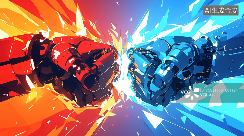 【AI数字艺术】对战红蓝碰撞PK的铁拳图片素材