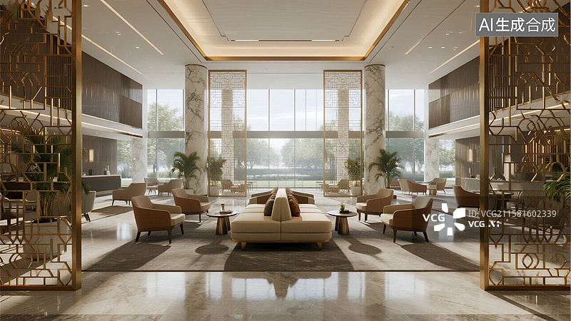 【AI数字艺术】酒店大堂的奢华空间图片素材
